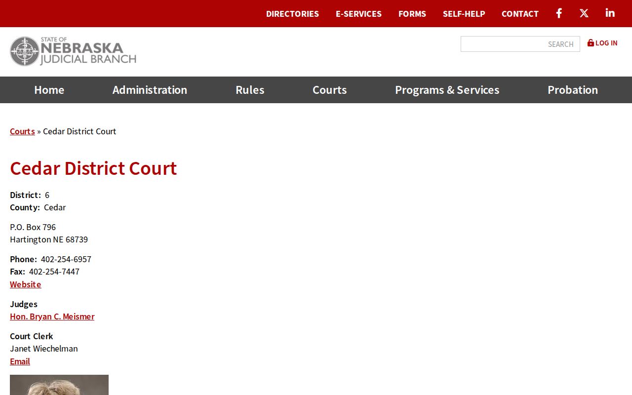Cedar County criminal court docket District Court directory information