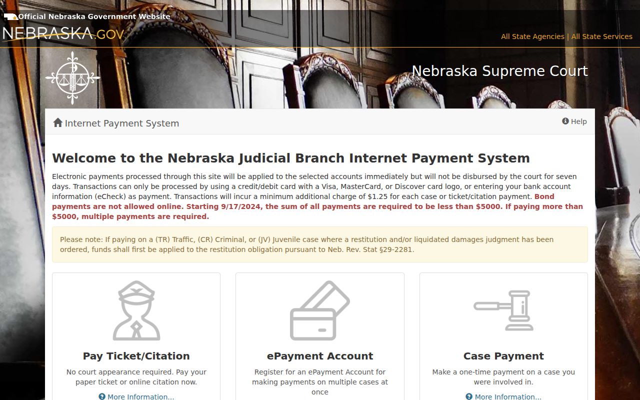 Cedar County traffic court record Nebraska citation payment portal