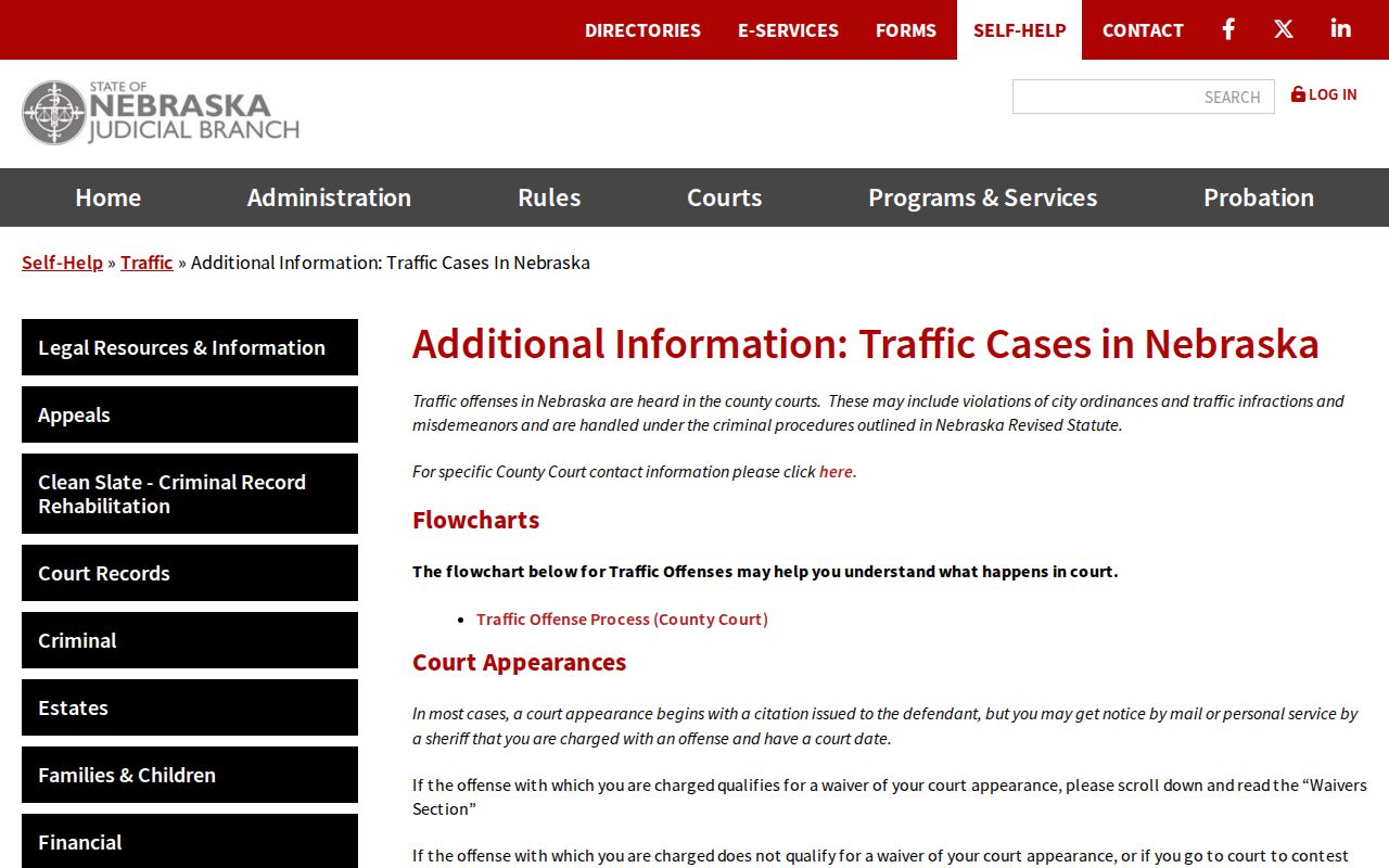 Cedar County traffic court record official Nebraska traffic case information